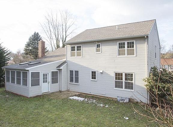 Rear View of House shows Sunroom