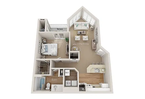Floor plan Hampshire 1x1