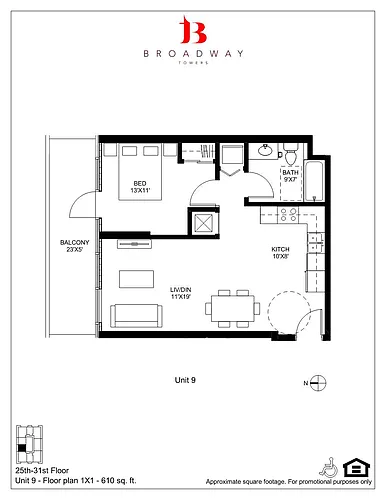 Floor plan Broadway 9 1x1