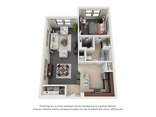 Floor plan One Bedroom One Bath