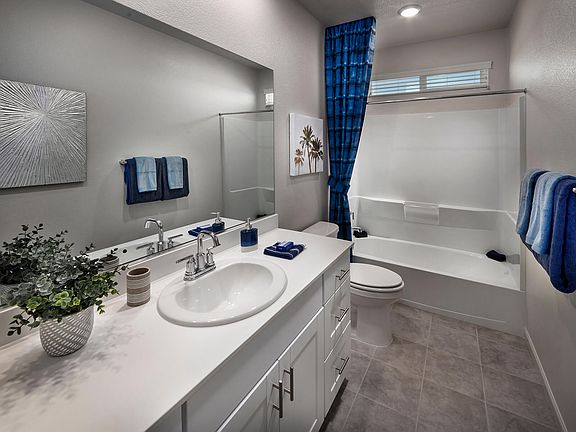 Bathroom in the 5025 floorplan at a Meritage Homes community in Manteca, CA.