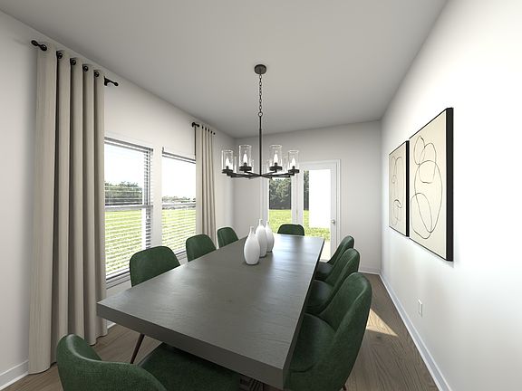 The open-concept floorplan allows for an easy flow between the kitchen and dining areas.