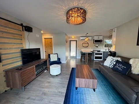 Open concept living room to kitchen