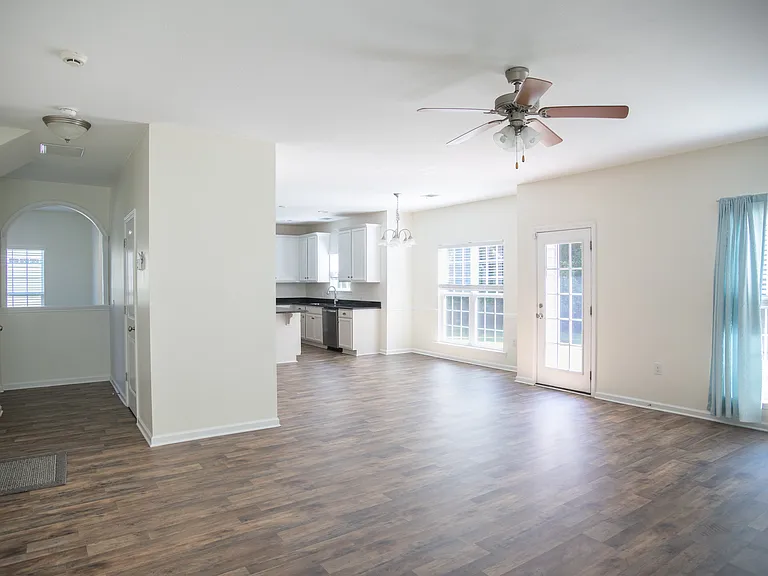 Kitchen Dining Area + Living Room