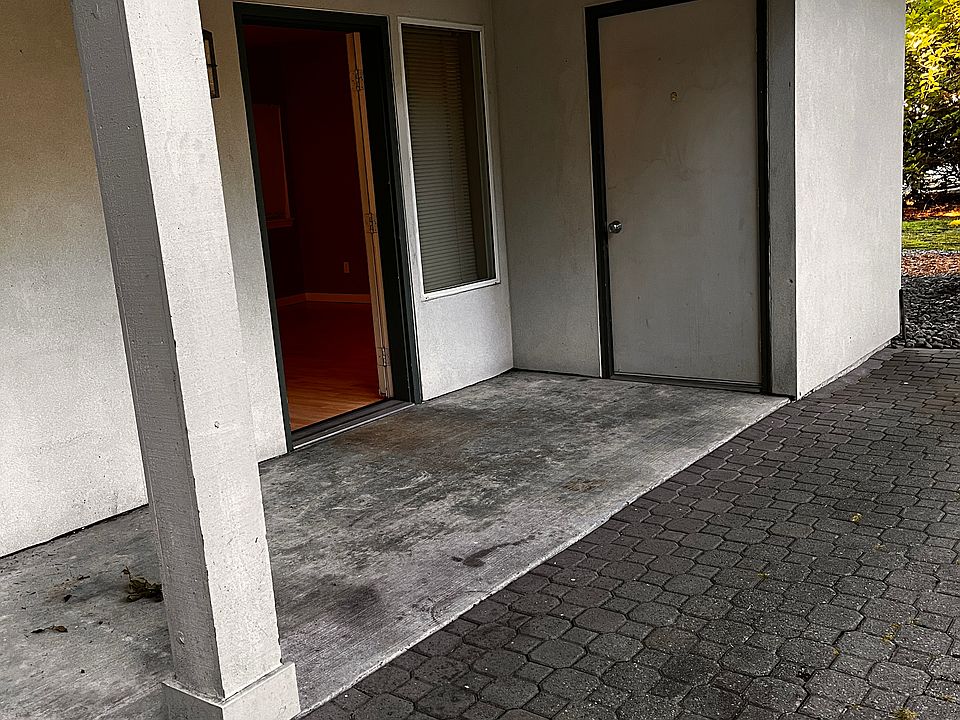 Covered patio with a large storage unit