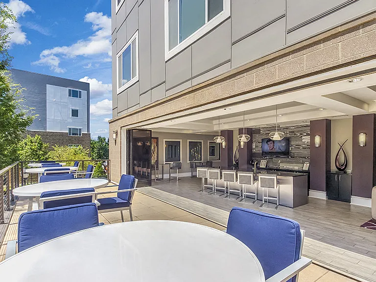 Resident lounge and terrace dining space