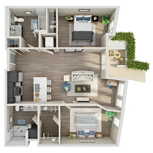 Floor plan Open 2 Bed, 2 Bath - MFTE - L