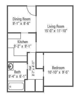 Floor plan 1 Bed 1 Bath | A