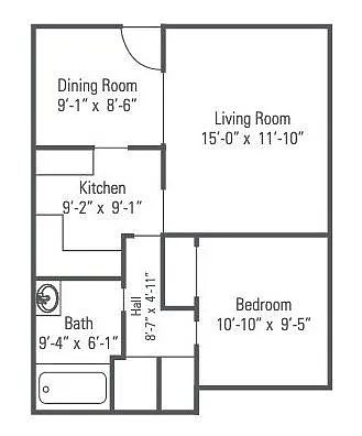 Floor plan 1 Bed 1 Bath | A