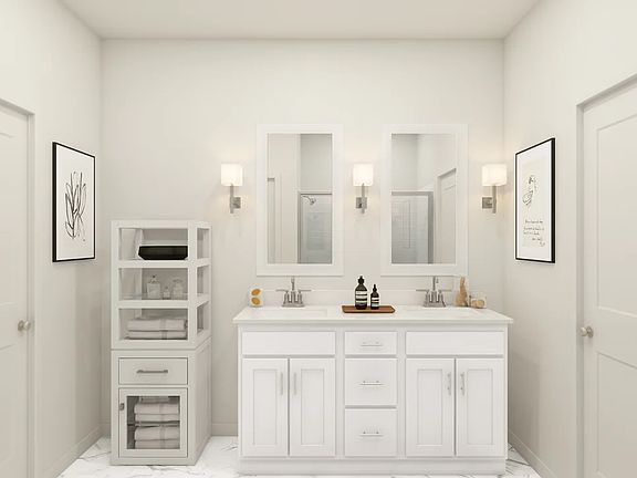 Primary bath with chrome fixtures