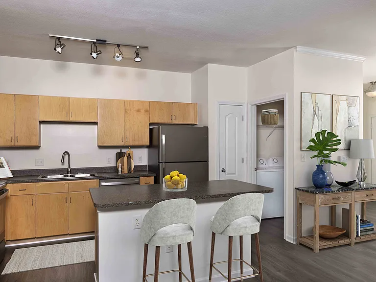 Gourmet kitchen with custom cabinetry and large island
