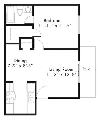 Floor plan A1 - 1 bedroom 1 bath