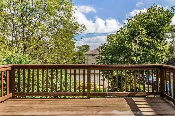 Balcony overlooking backyard
