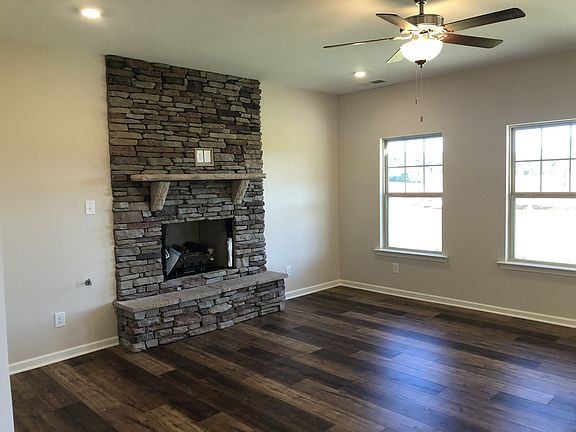File photo of the stacked stone gas fireplace in the great room.
