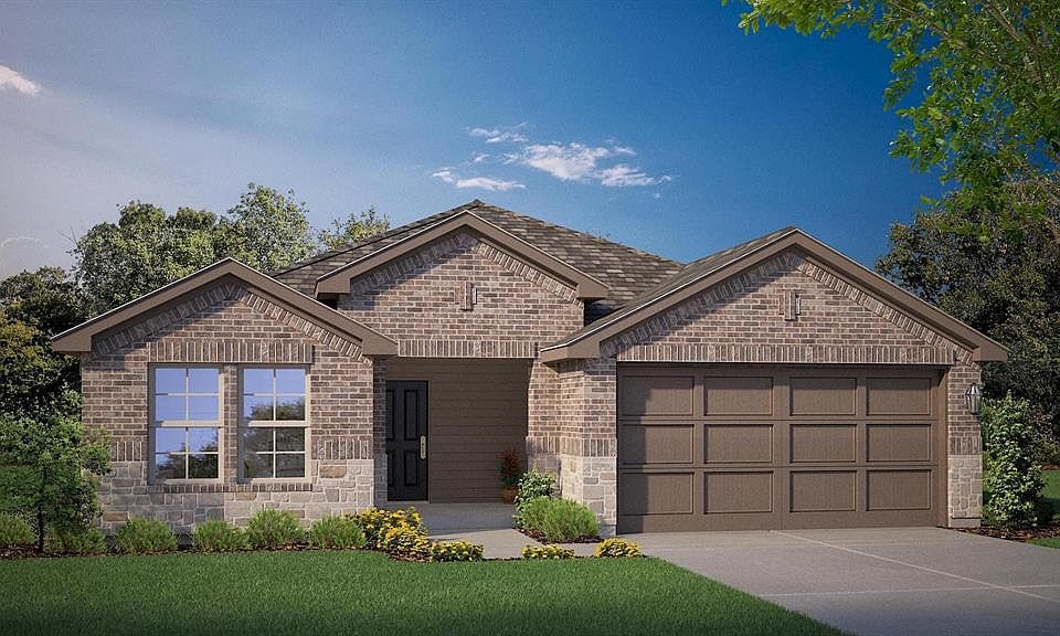Front Elevation - D.R. Horton''s DentonFloorplan Elevation B - All Home and community information, including pricing, included features, terms, availability and amenities, are subject to change at any time without notice or obligation. All Drawings, pictures, photographs, video, square footages, floor plans, elevations, features, colors and sizes are approximate for illustration purposes only and will vary from the homes as built.