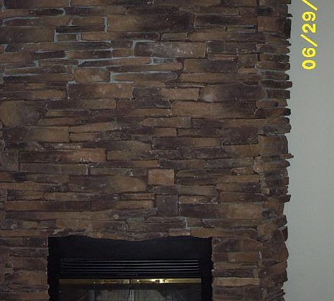 Stone fireplace, wood burning