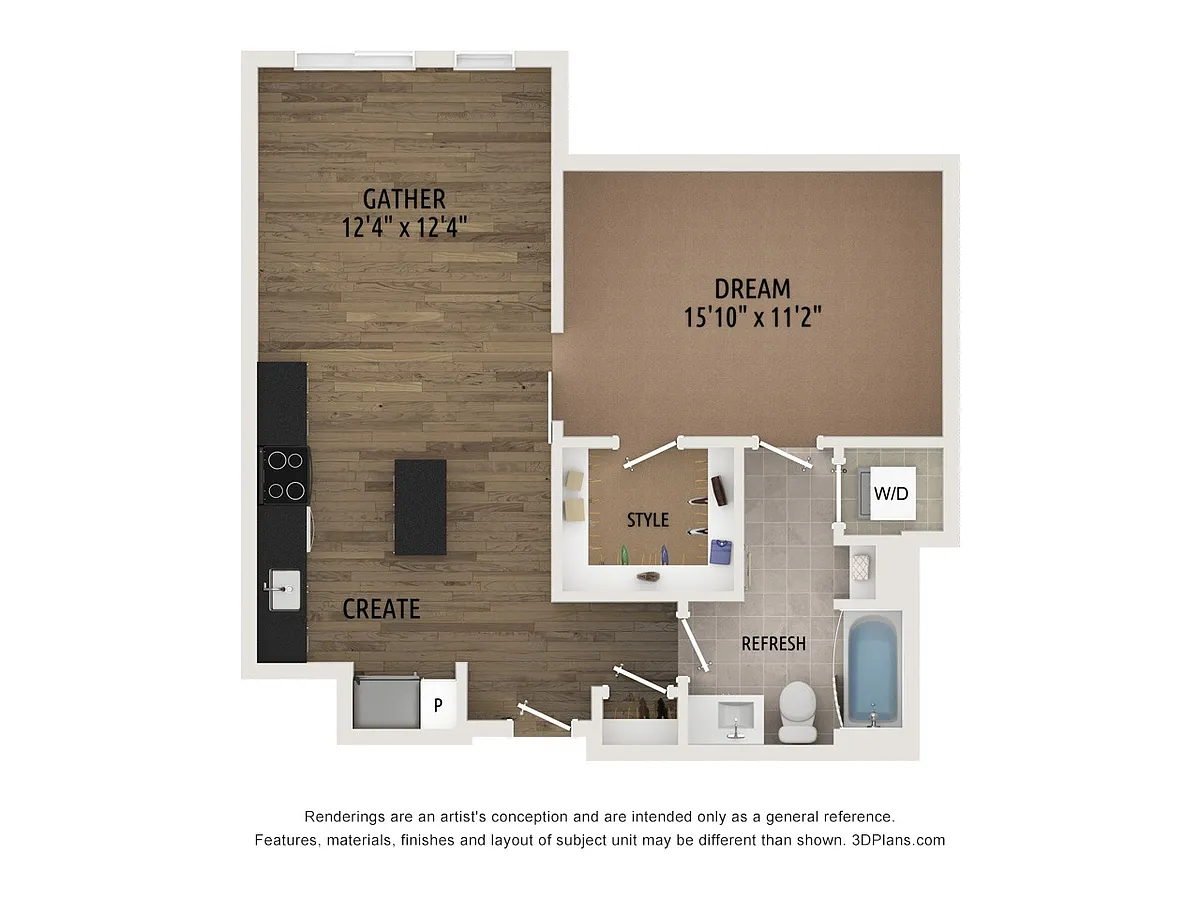 Floor plan Jr One Bed JA2