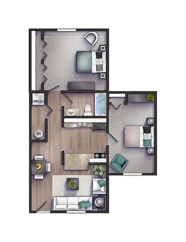 Floor plan 2 Bed 1 Bath Split