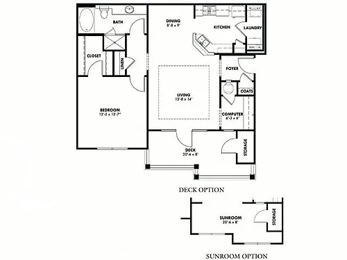 Floor plan A1 With Sunroom Option