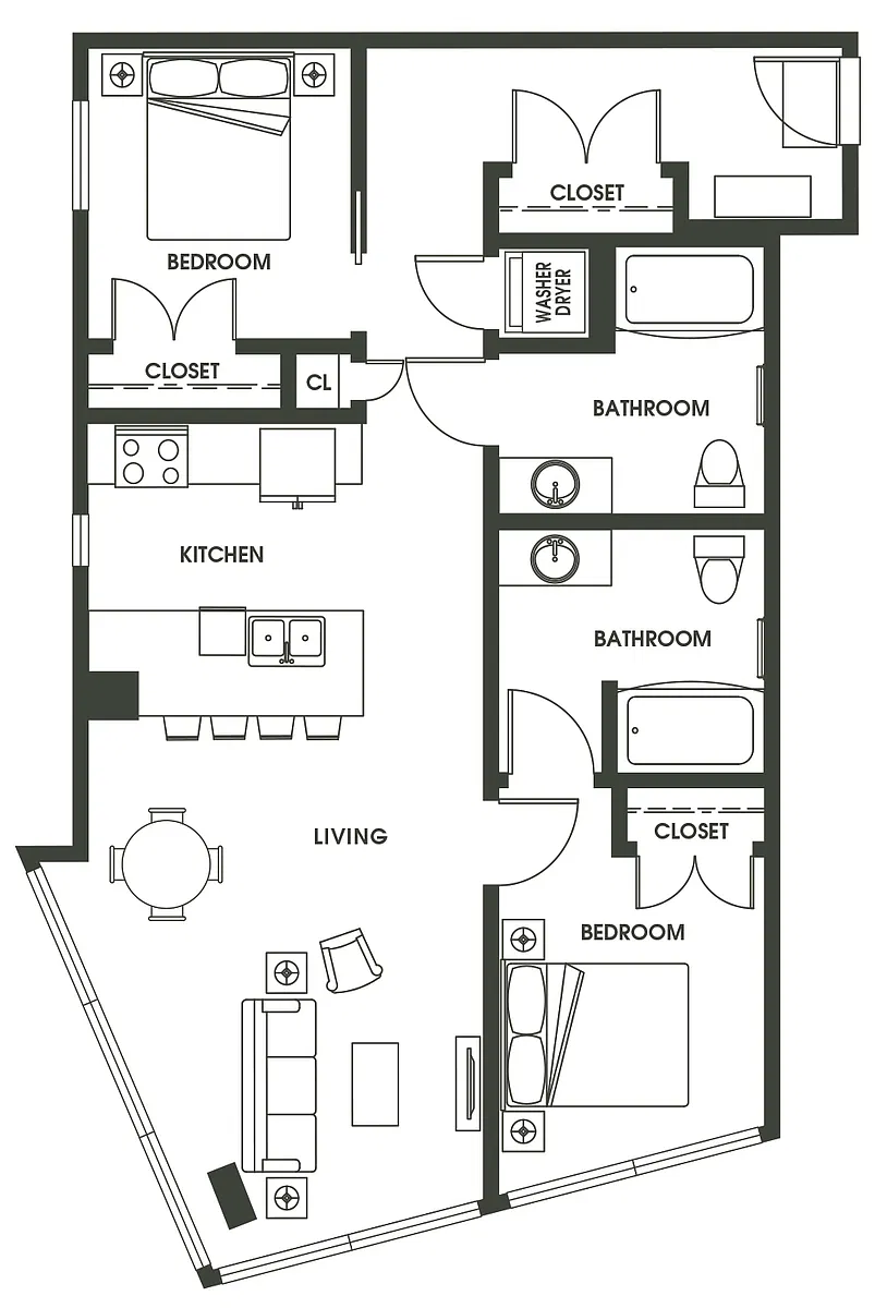 Floor plan 2 Bed 2 Bath B8