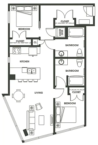 Floor plan 2 Bed 2 Bath B8