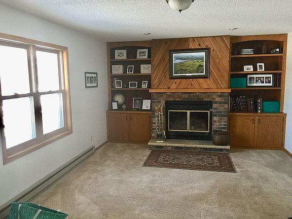 Wood fireplace family room