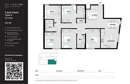 Floor plan Private Bedroom in Shared 5 Bed 3 Bath - A