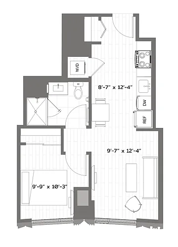 Floor plan 1 Bed/1 Bath-T-A5