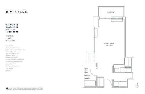 Floor plan B Line Floors 3-11 (Studio)