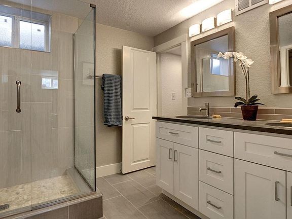 downstairs master bath with double vanity