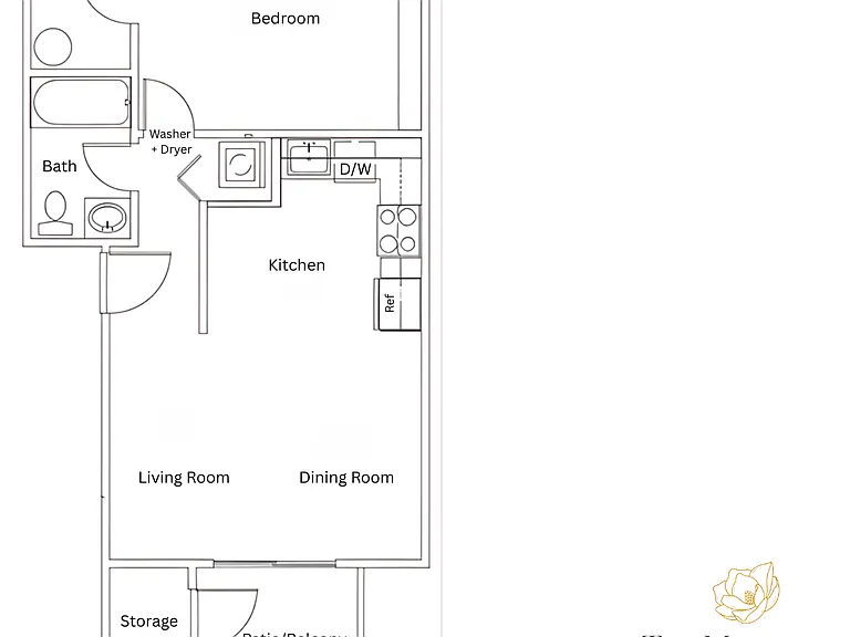 1x1 Standard l 550 sq ft l Magnolias on Stinson 1x1 Standard l 550 sq ft l Magnolias on Stinson