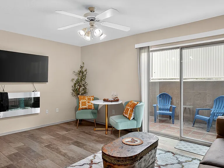 living room view with access to back yard patio with sliding glass door
