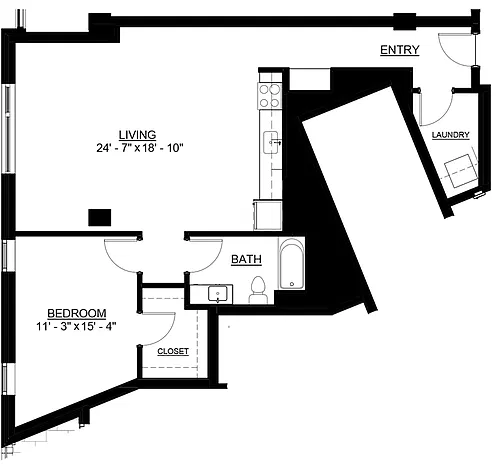 Floor plan 1 Bed 1 Bath