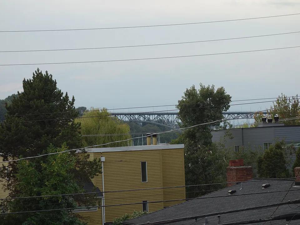Spacious sky views with a view of the Aurora Ave bridge