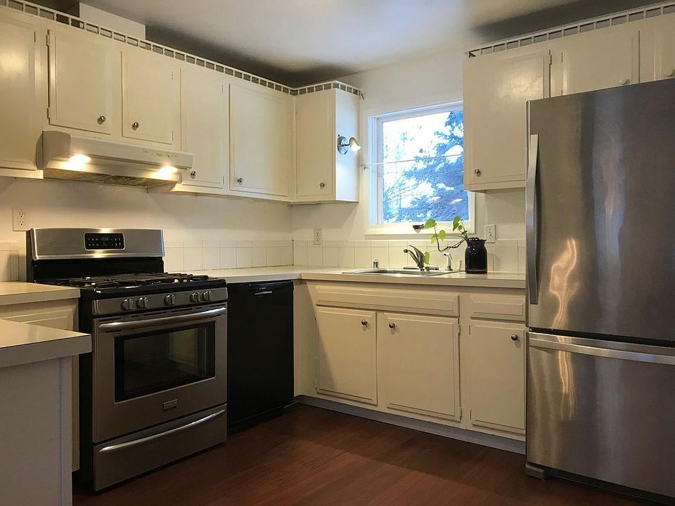 Kitchen with gas range, dishwasher, disposal. 