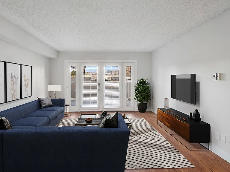 Bight and open living areas that open out to a spacious balcony