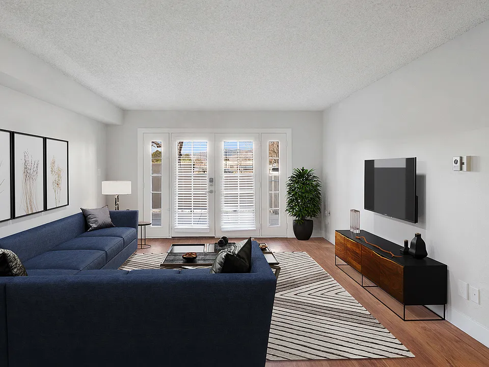 Bight and open living areas that open out to a spacious balcony