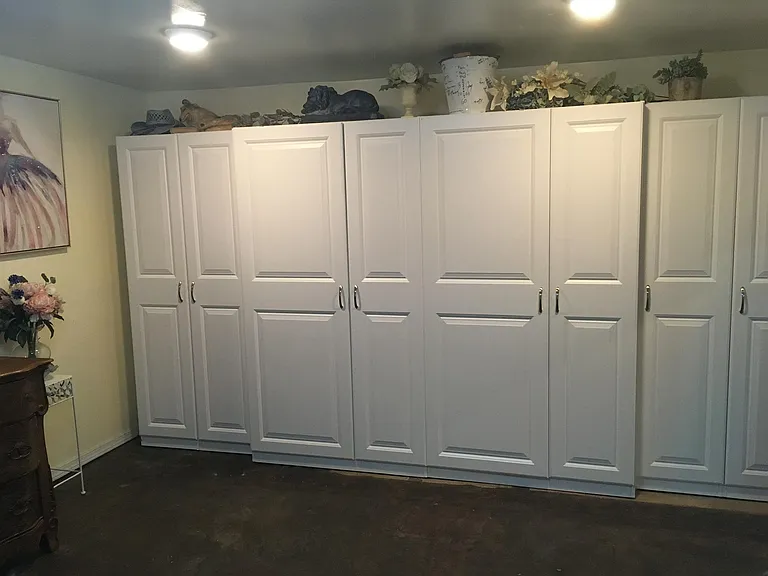 Wall of closet storage