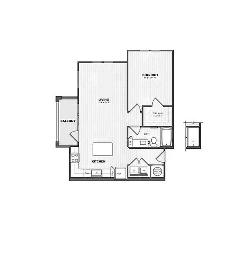 Floor plan 1 Bed/1 Bath-A2