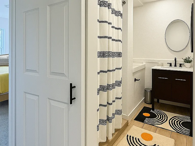 Modern and fun bathroom _just steps from the bedroom for added convenience