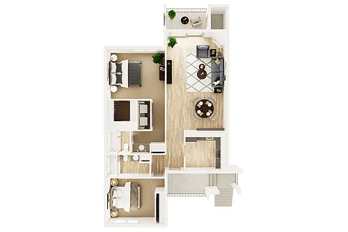 Floor plan 2x2 W/D