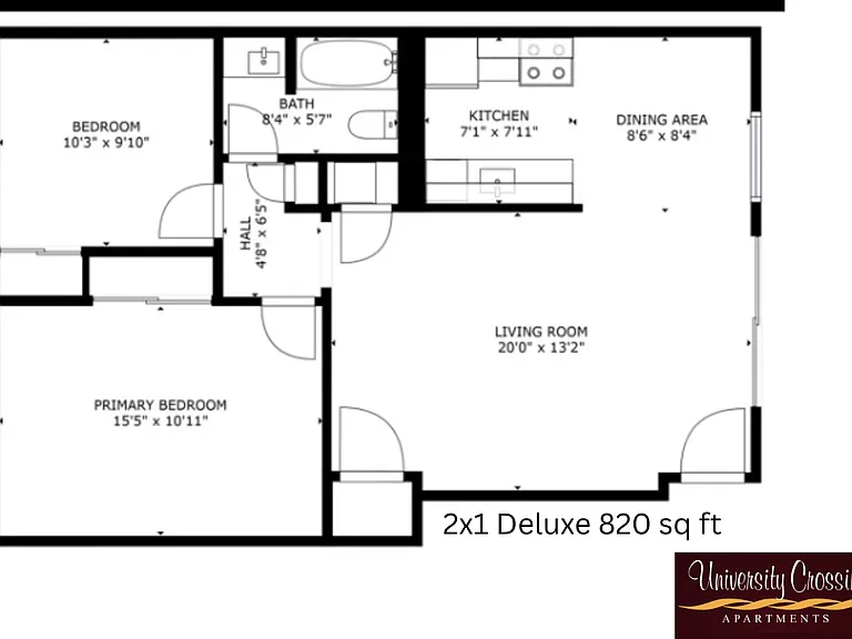 2x1 Deluxe l 820 sq ft l University Crossings 2x1 Deluxe l 820 sq ft l University Crossings