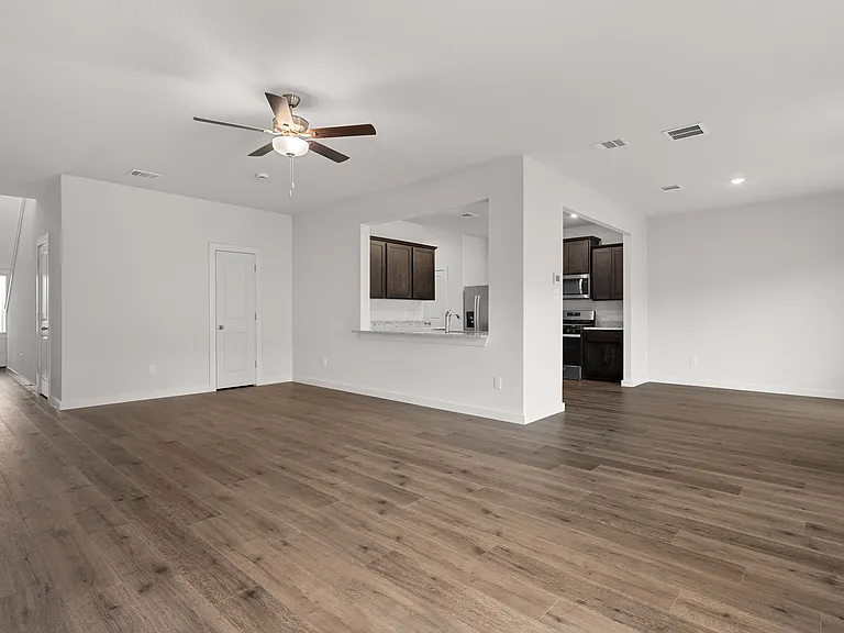 The family room sits right off of the kitchen and living room.