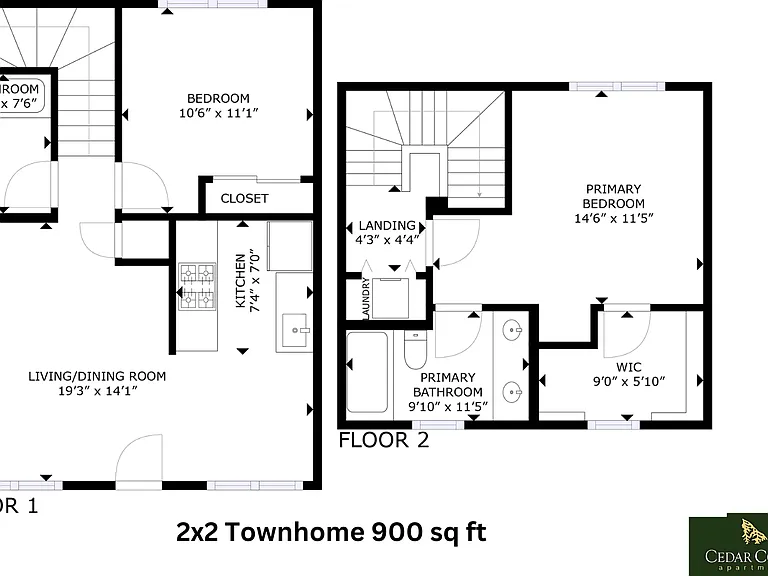 2x2 Townhome l 900 sq ft l Cedar Court 2x2 Townhome l 900 sq ft l Cedar Court
