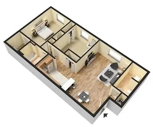 Floor plan 2 Bedroom and Half Bath