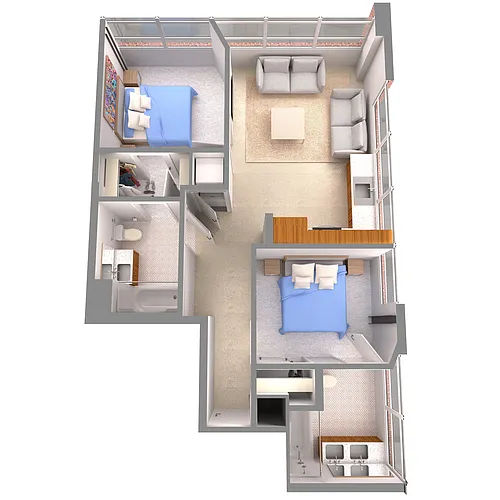 Floor plan 2bed 2 bath
