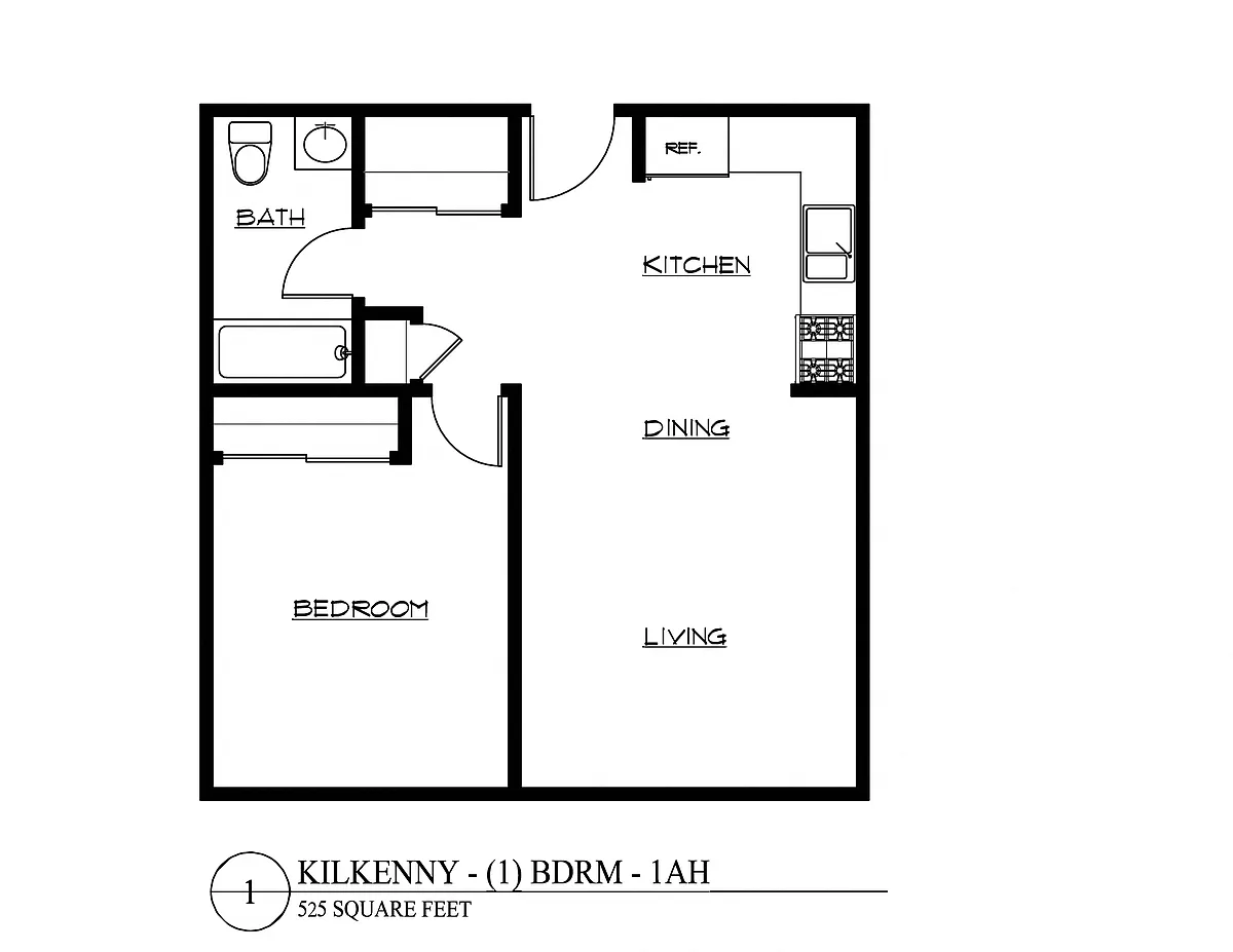 Floor plan One Bedroom 1AH
