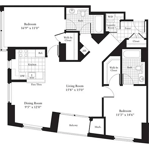 Floor plan 2 Bedrooms L