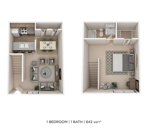 Floor plan 1 Bed 1 Bath 642sqft