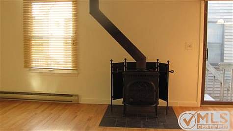 wood stove in living room